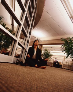 Office Worker Meditating at Work